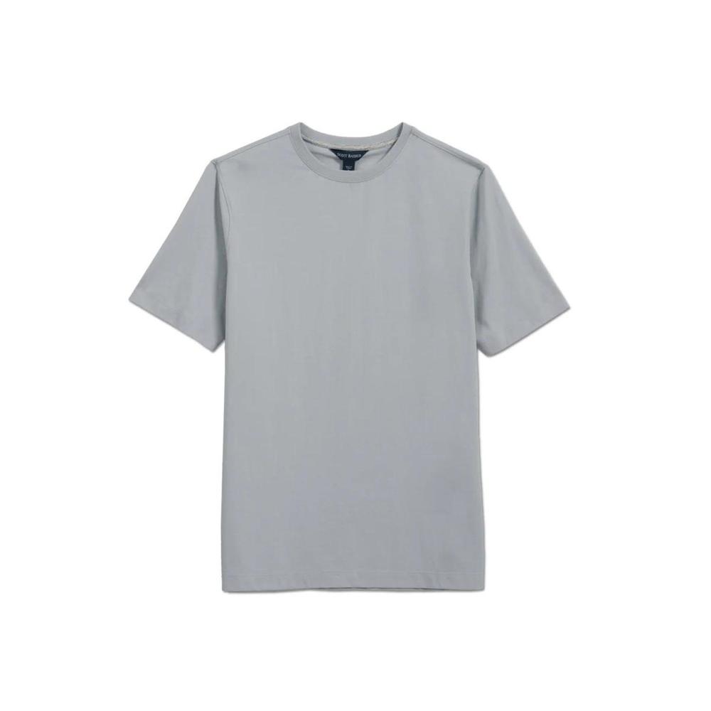 NEW SCOTT BARBER men's pima cotton jersey crewneck t-shirt in grey heather